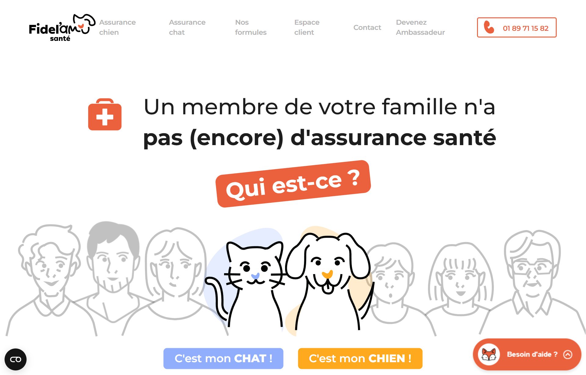 Page d’accueil du site officiel Fidel'Ami Santé, assurance santé pour animaux
