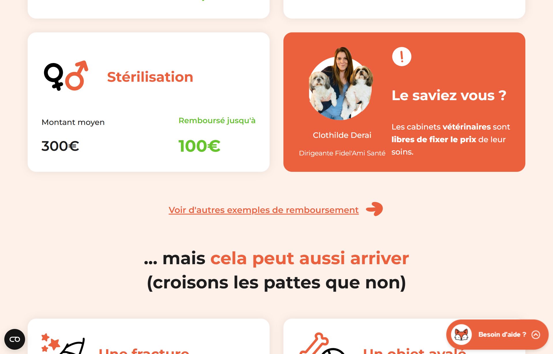 Garanties et offre d’assurance animaux présentées sur le site Fidel'Ami Santé