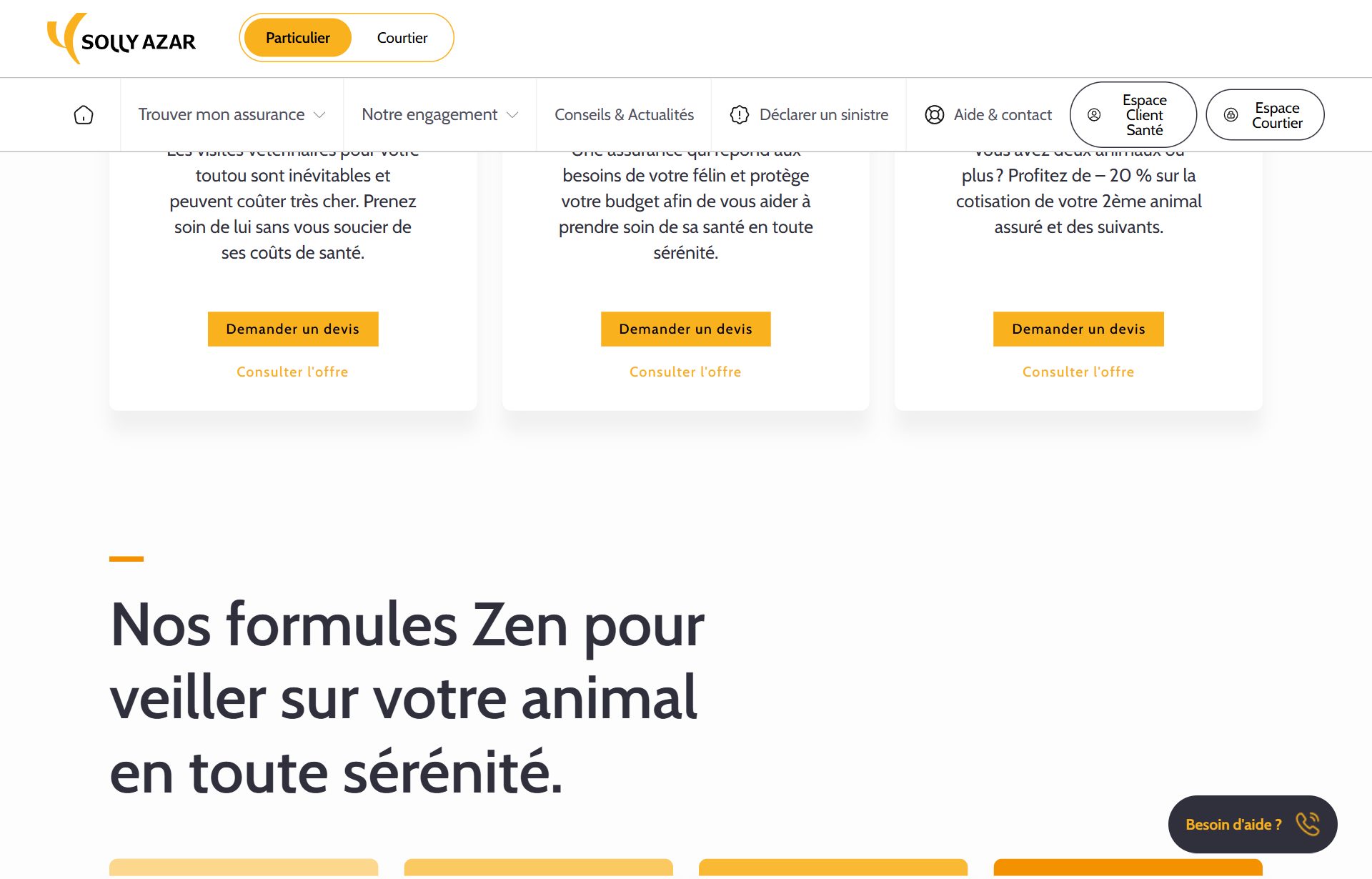 Garanties et offre d’assurance animaux présentées sur le site Solly Azar